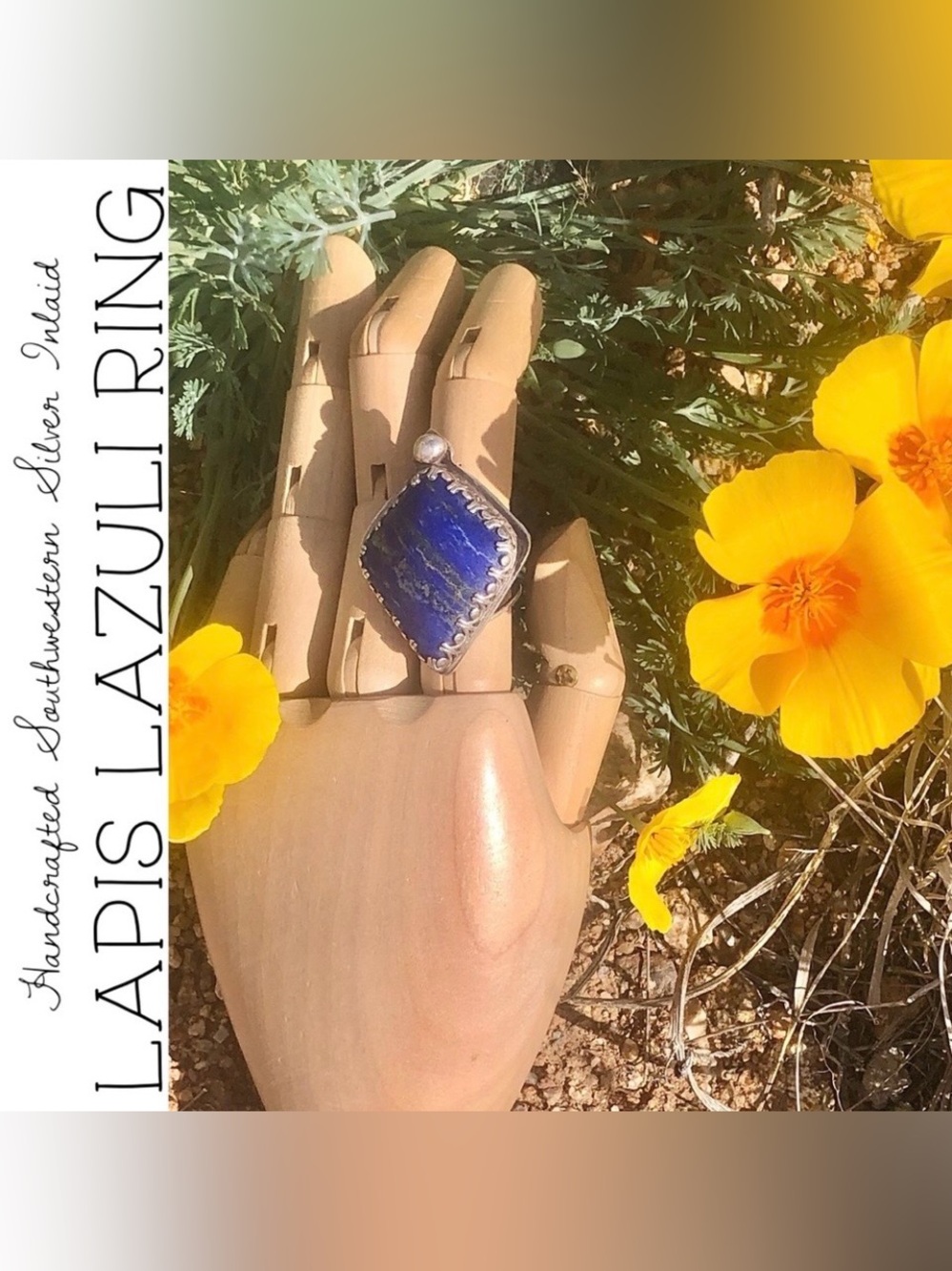 Inlaid Lapis Lazuli Silver Handcrafted Ring